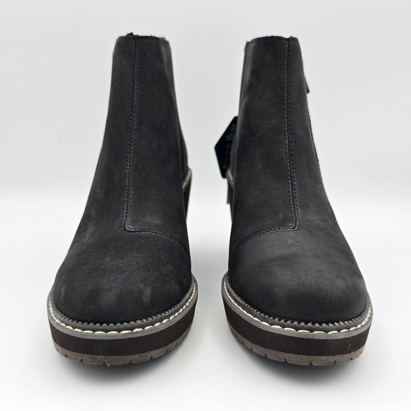 TOMS Raven Water Resistant Wedge Ankle Booties, Black Oiled Nubuck/Suede, Size 5 - Picture 4 of 16